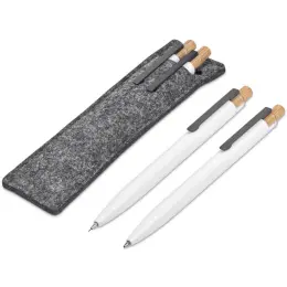 Okiyo Mimo Recycled Aluminum Ball Pen & Pencil Set Solid White Unbranded